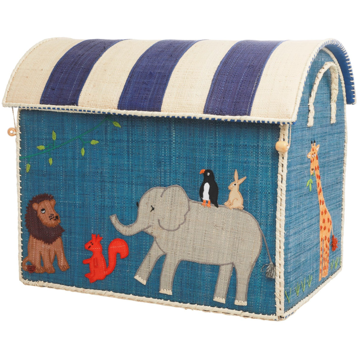Rice Raffia Leketøy Baskets Med Animal Theme - Sett Of 3