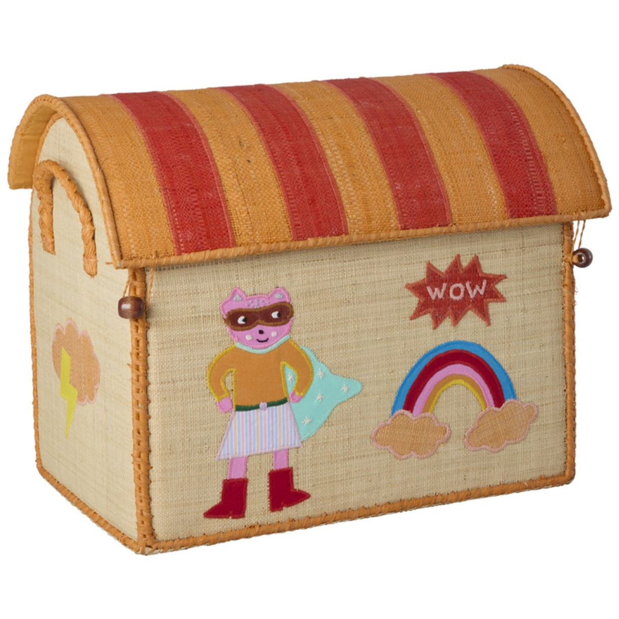 Rice Raffia Leketøy Baskets Med Hero Theme - Pink - Sett Of 3