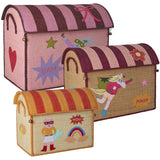 Rice Raffia Leketøy Baskets Med Hero Theme - Pink - Sett Of 3