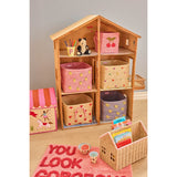 Rice Raffia Square Kurv Med Dots In Glory Days Colors