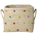 Rice Raffia Square Kurv Med Dots In Glory Days Colors
