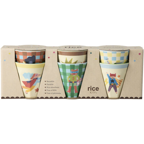 Rice Melamin Kids Kopp Med Hero Print - Green - Small - 6 Pakke - 160 Ml