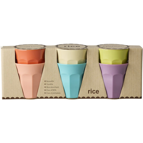 Rice Melamin Cups In Asst. Glory Days Colors - Small - 6 Pakke - 160 Ml