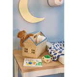 Rice Paper Rope Magazine Holder In House Shape Med Blue Details