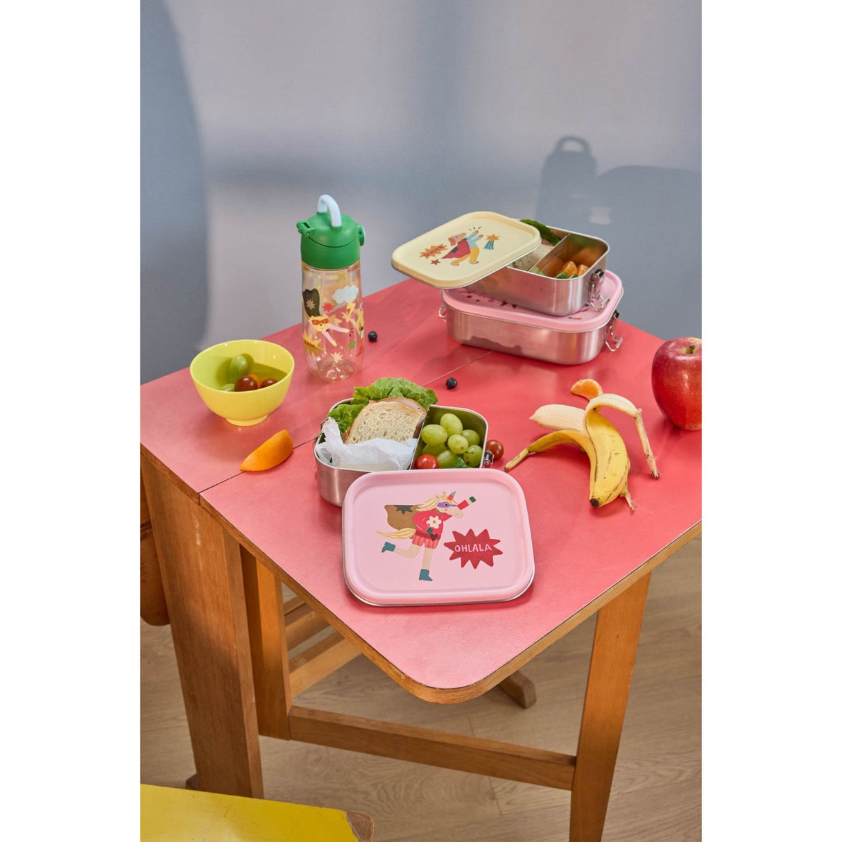 Rice Plastic Kids Drinking Flaske Med Hero Print - Green - 550 Ml