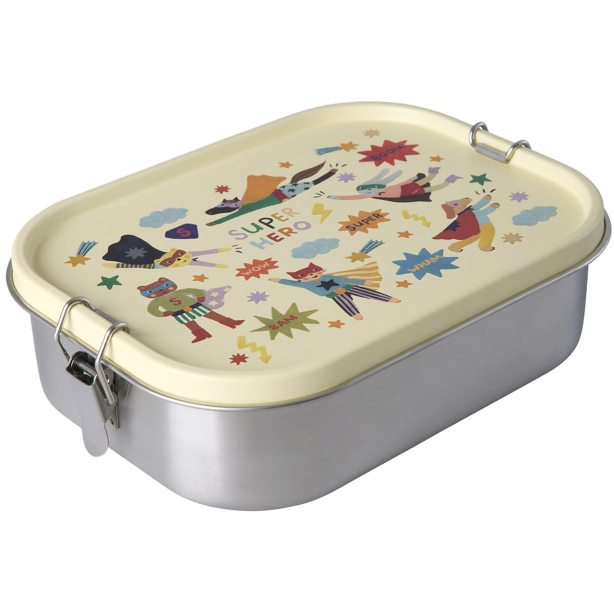 Rice Stainless Steel Lunchbox Med Moveable Divider Og Hero Print - Cream - Large - 1400 Ml