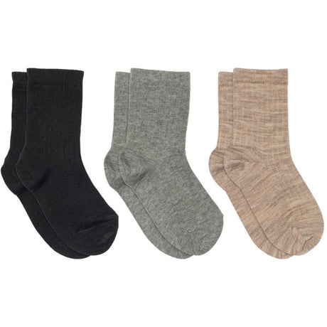Mp Danmark Black Bomull Rib Strømper - 3-pack
