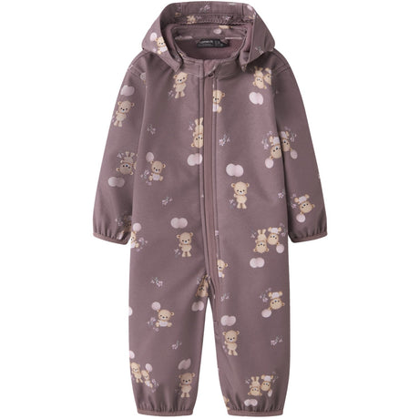 Name It Wistful Mauve Balloon Teddy Nbfalfa08 Softshell Drakt AOP Fo