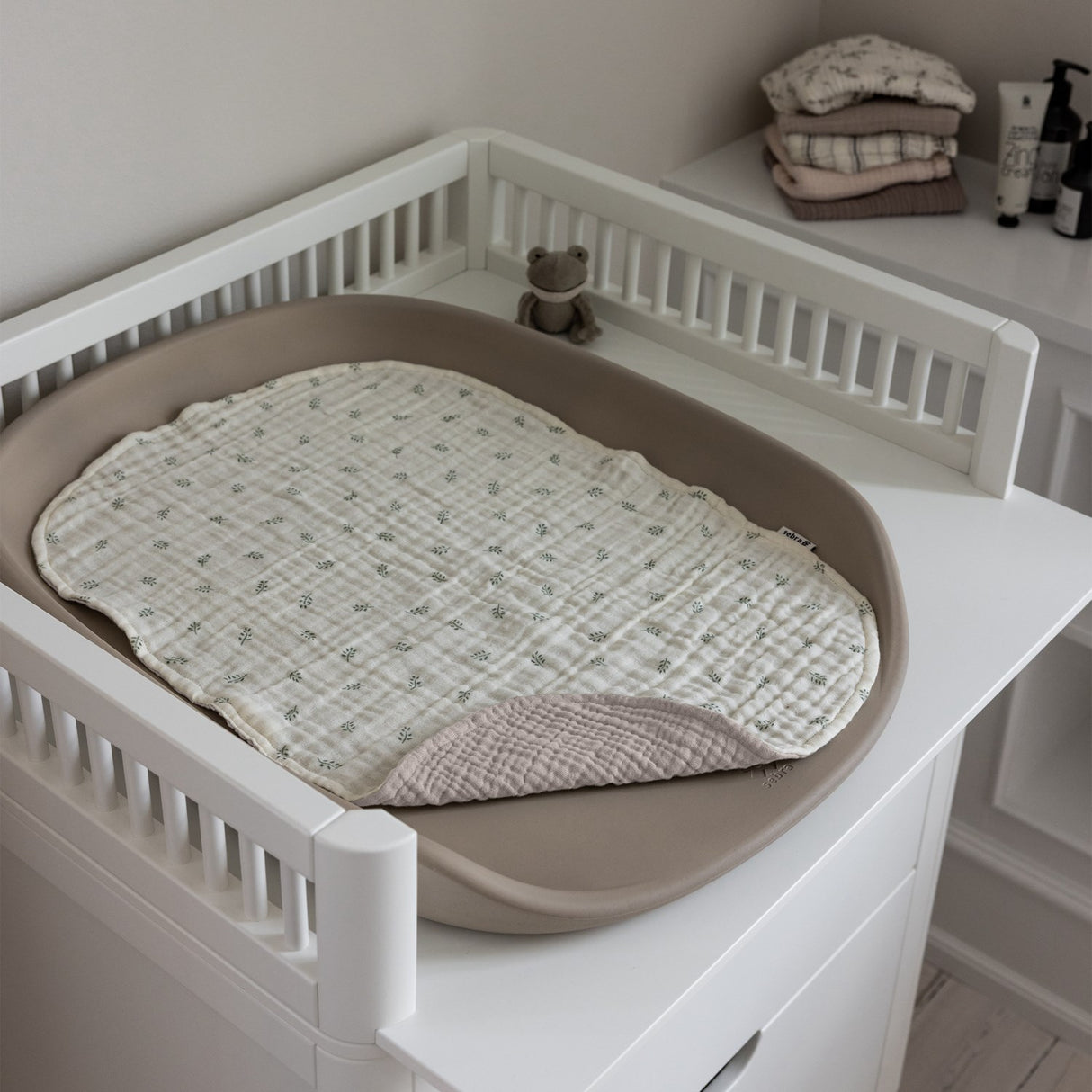 Sebra Beige Sophora Leaves Changing Mat Towels 2-Pakning Muslin