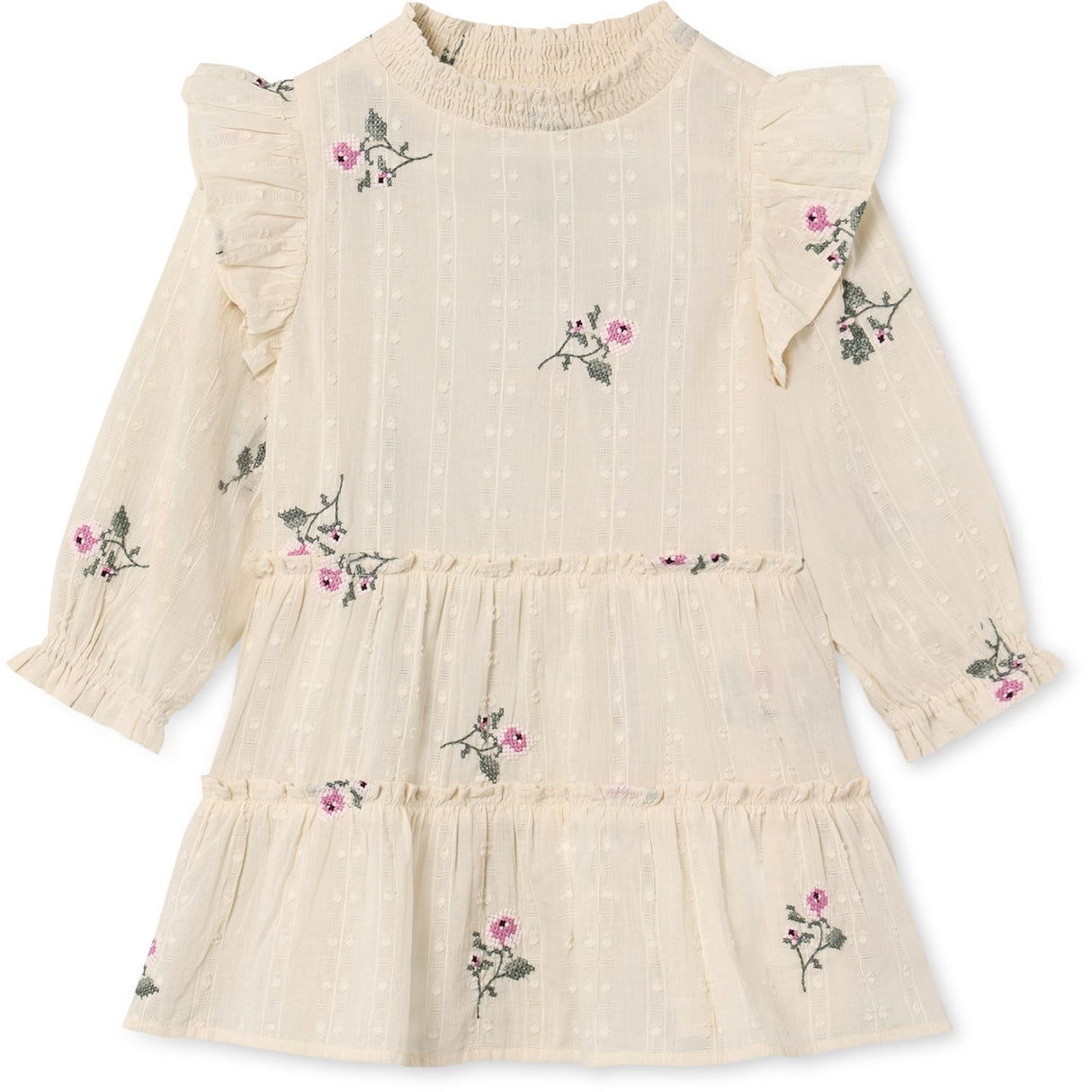 Fliink Sandshell Dobby Ls Rose Embr Kjole