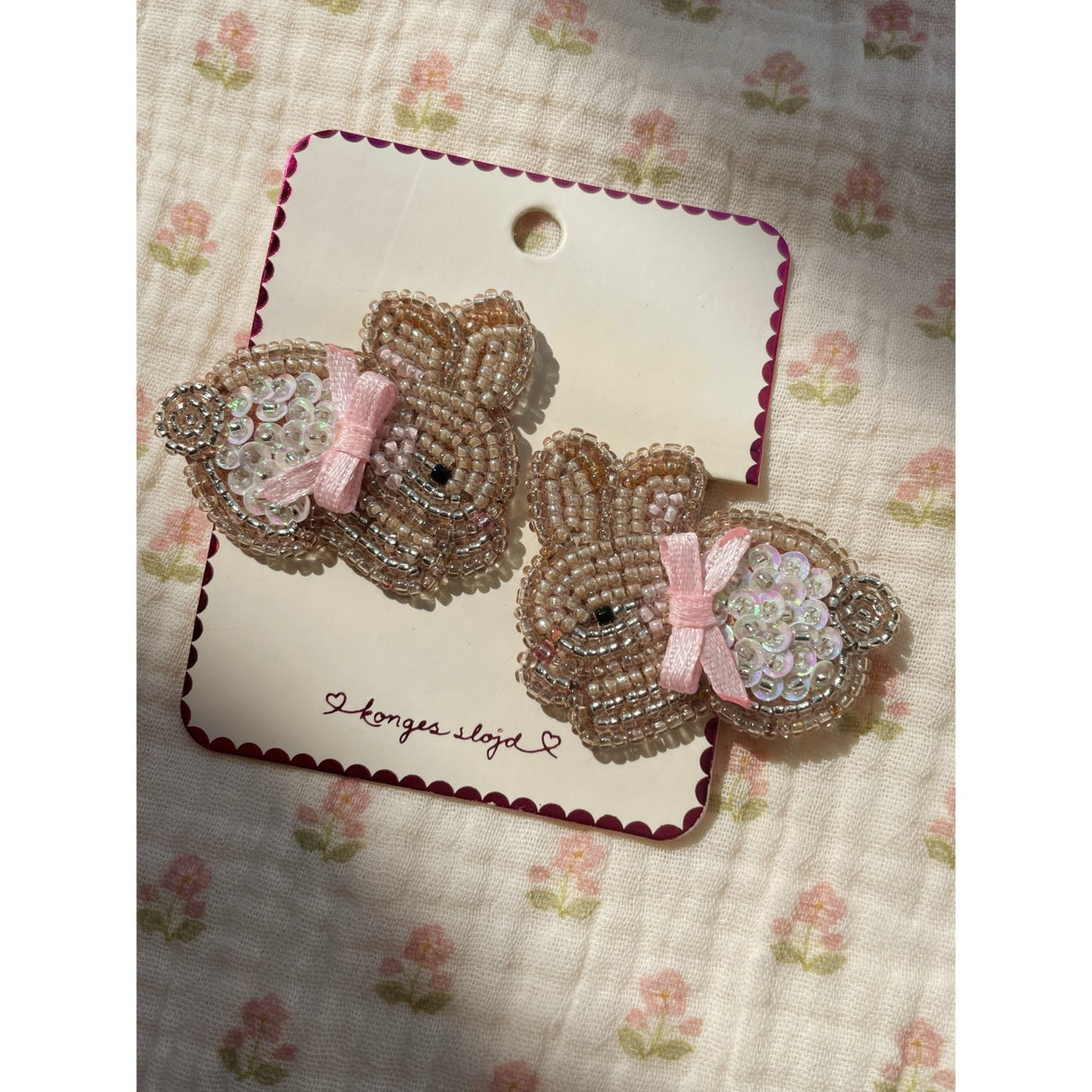 Konges Sløjd Bunny 2 Pakke Beaded Bunny Hair Clips