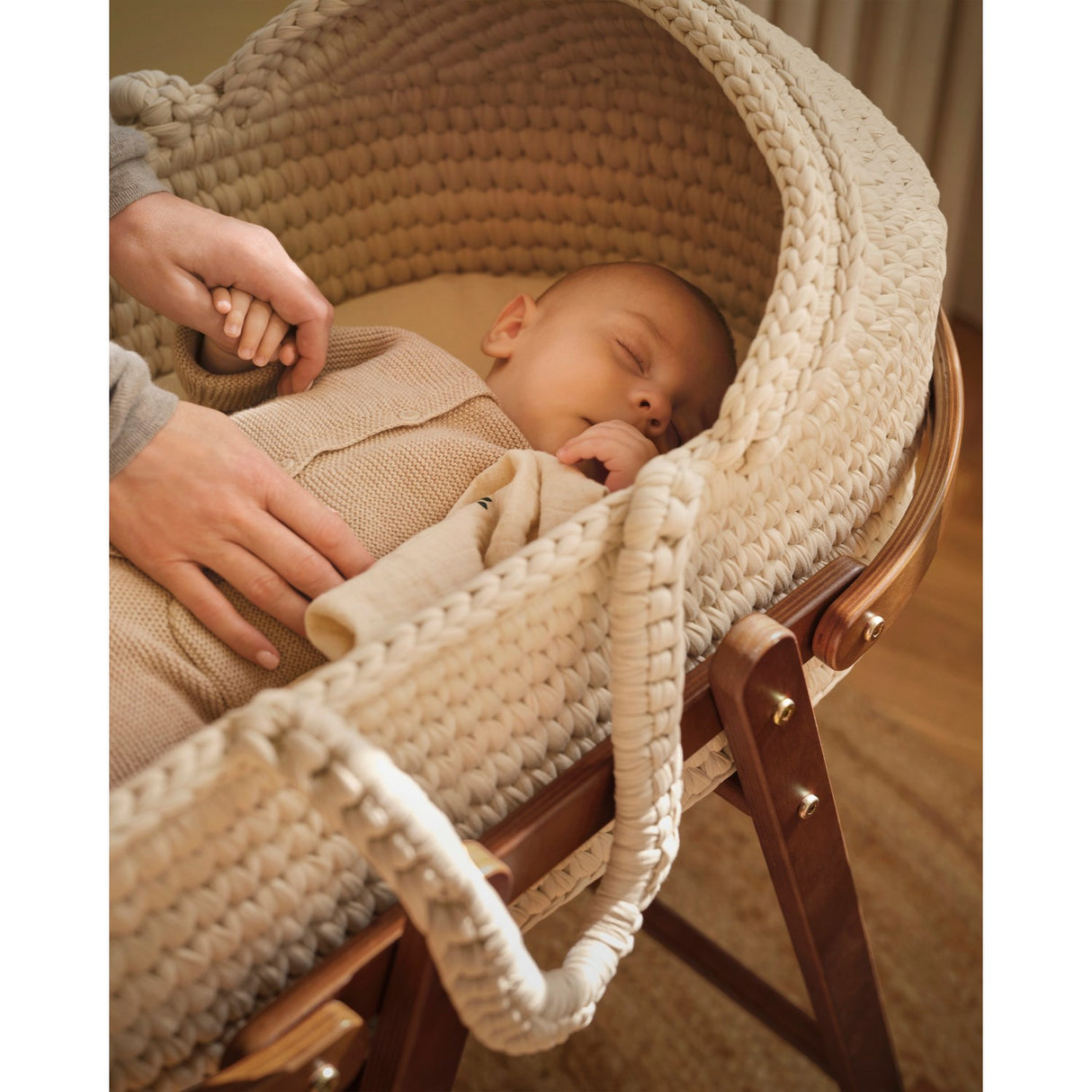 Moonboon Nature Crocheted Moses Kurv Og Stand (Bundle)