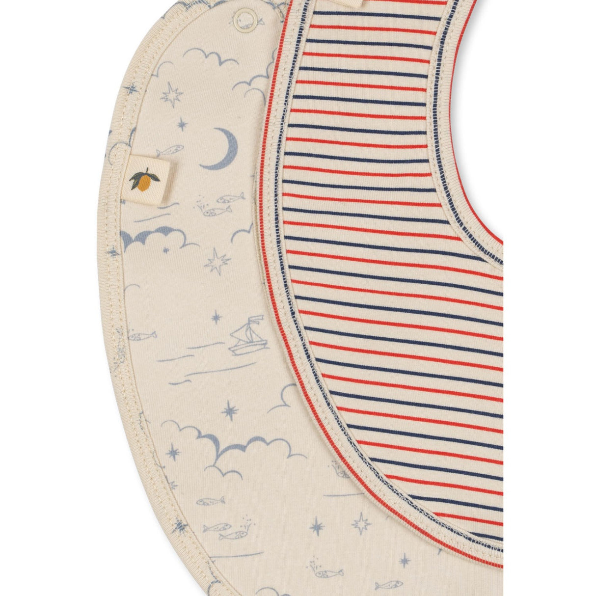 Konges Sløjd Stripe Tricolore Petit/Cielo Marino Basic 2 Pakke Hakesmekke