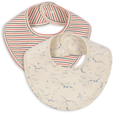 Konges Sløjd Stripe Tricolore Petit/Cielo Marino Basic 2 Pakke Hakesmekke