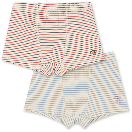 Konges Sløjd Stripe Bluie/Stripe Tricolore Petit Basic 2 Pakke Boy Underbukser Gots