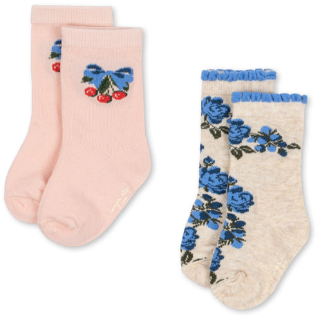 Konges Sløjd Amarena/Tramonto 2 Pakke Flower Og Cherry Jacquard Strømper