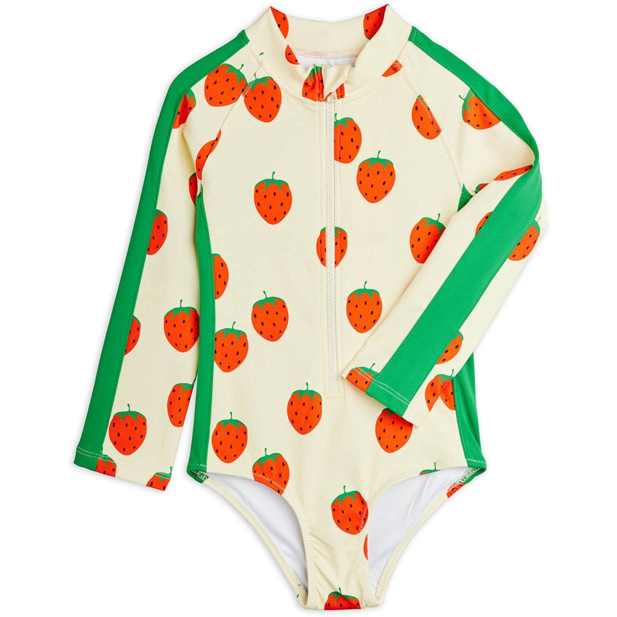 Mini Rodini Off-white Strawberries AOP Ls Uv Badedrakt