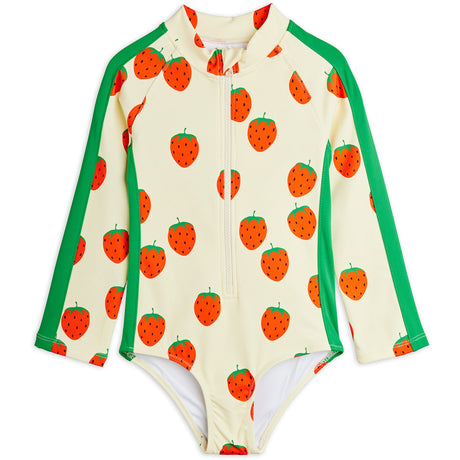 Mini Rodini Off-white Strawberries AOP Ls Uv Badedrakt