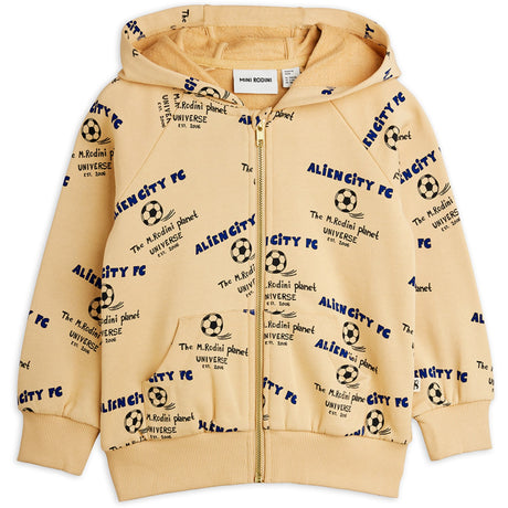 Mini Rodini Beige Alien City Fc AOP Zip Hettegenser