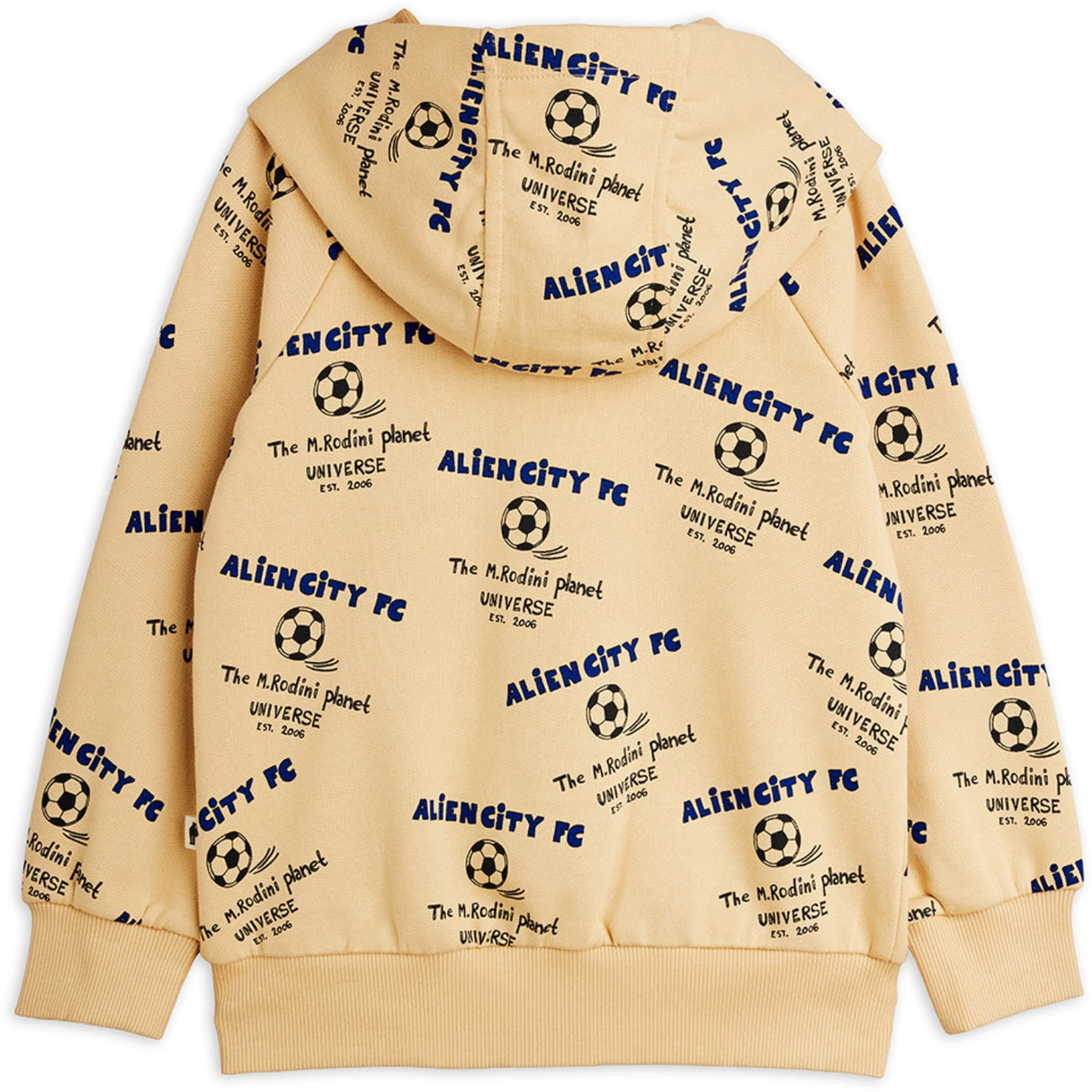 Mini Rodini Beige Alien City Fc AOP Zip Hettegenser