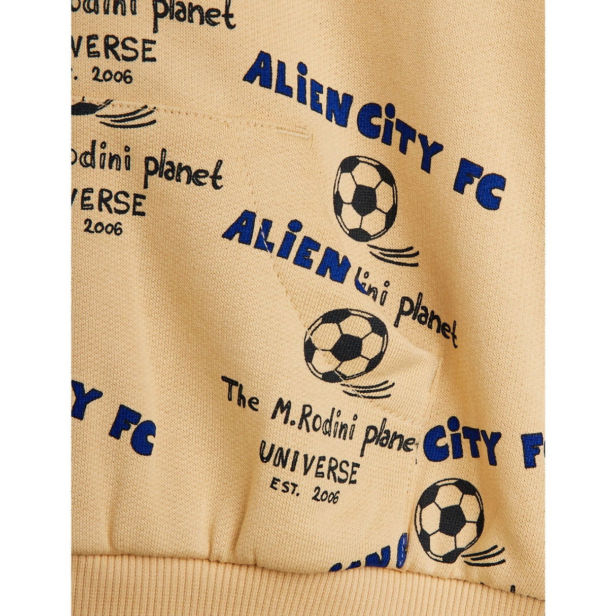 Mini Rodini Beige Alien City Fc AOP Zip Hettegenser