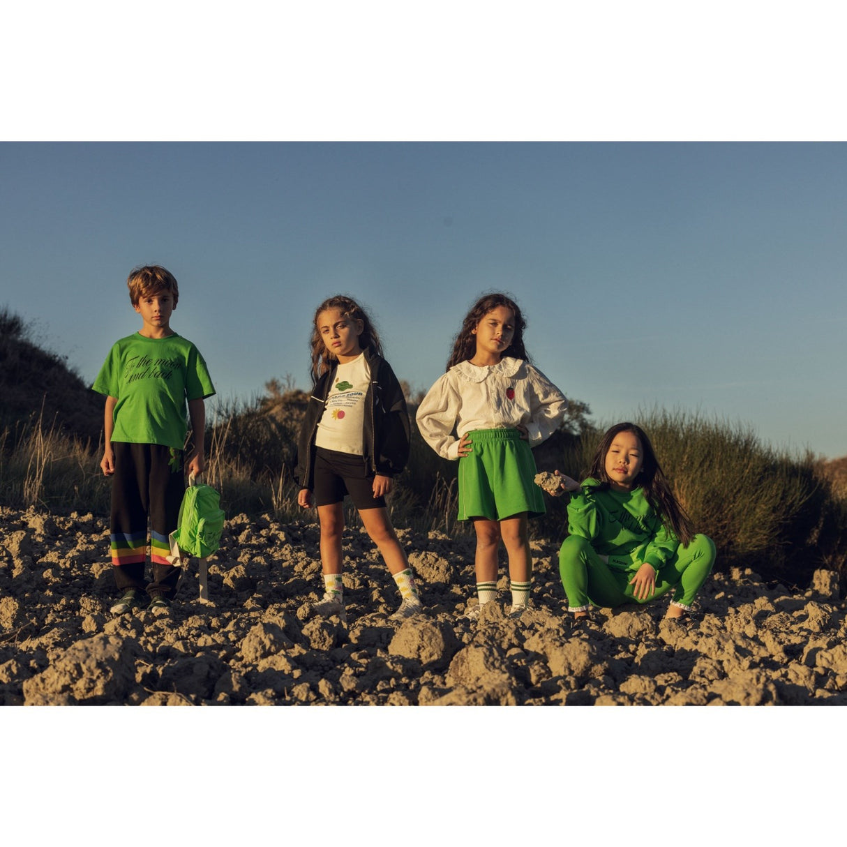 Mini Rodini Green Plain Piping Sweatshorts