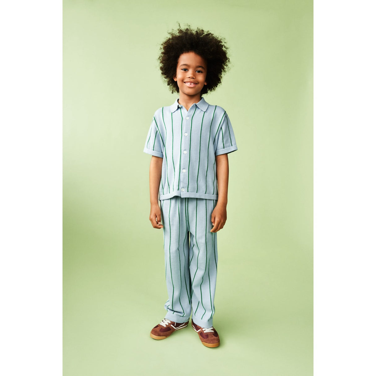 FUB Pale Blue/Pine Striped Bukser
