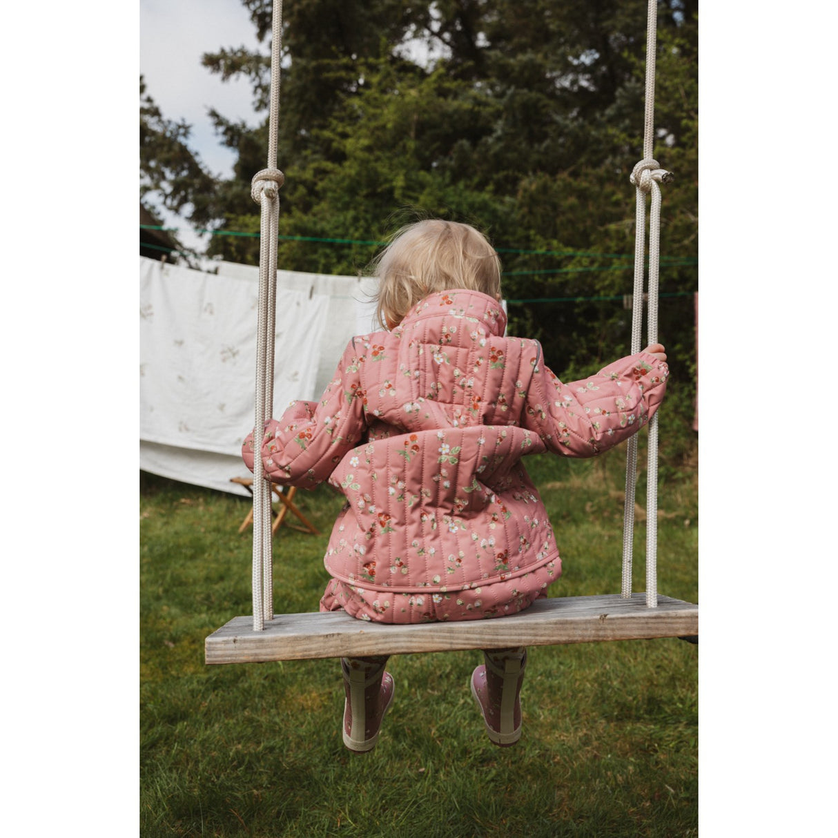 Petit Piao Dusty Rose Strawberry AOP PPEver Thermo Long Jakke