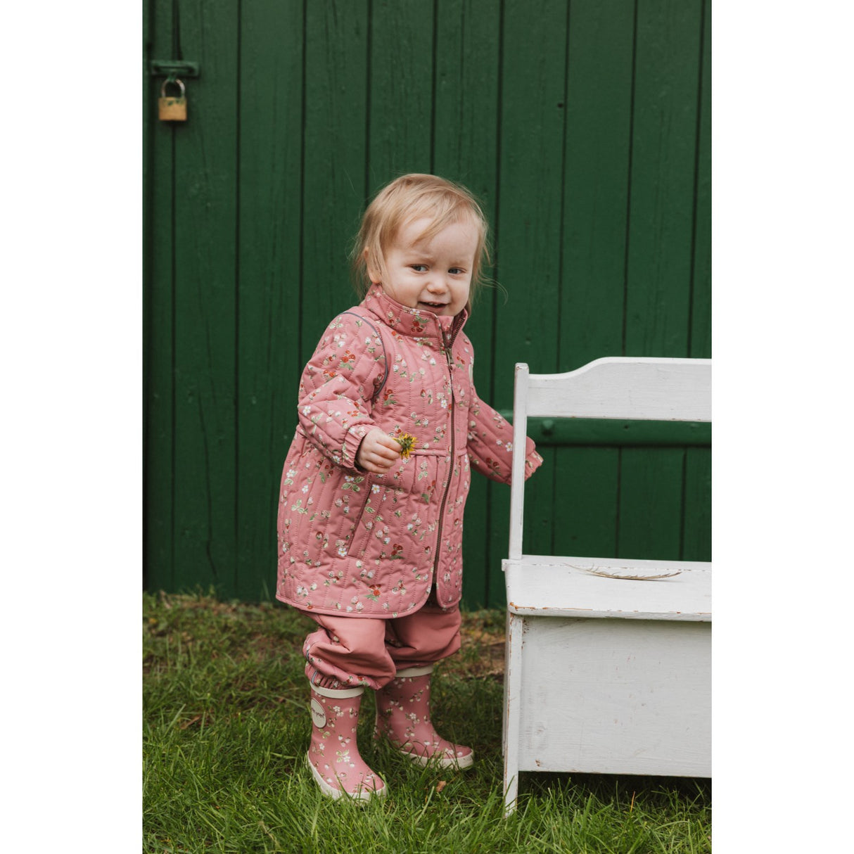 Petit Piao Dusty Rose Strawberry AOP PPEver Thermo Long Jakke