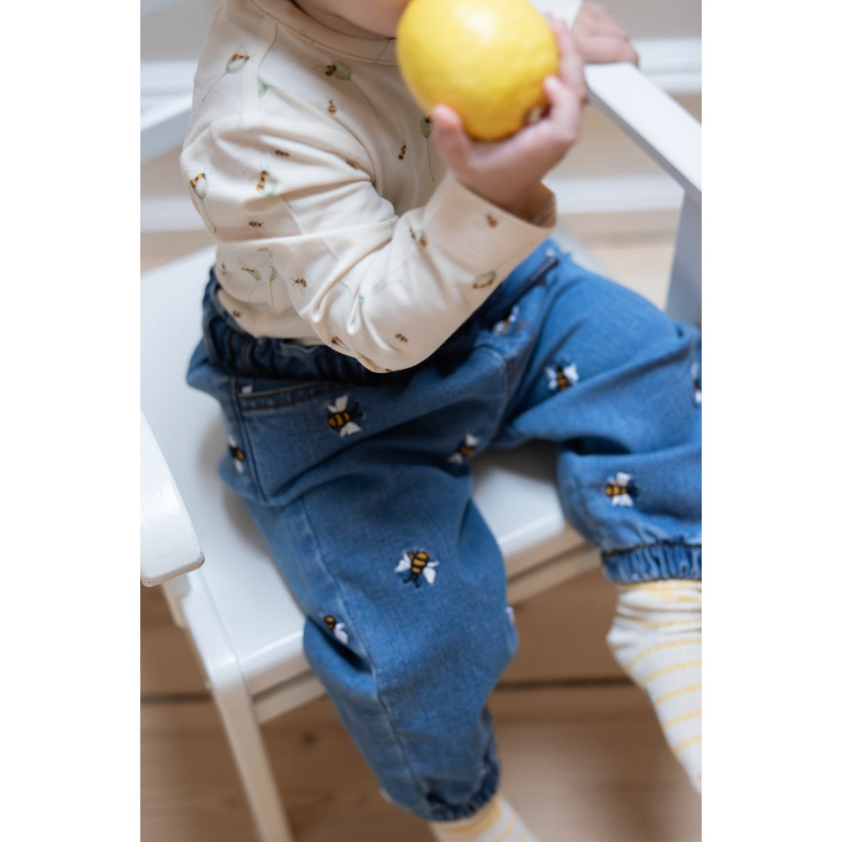 Petit Piao Light Blue Denim Emb Ppjubii Denim Bukser
