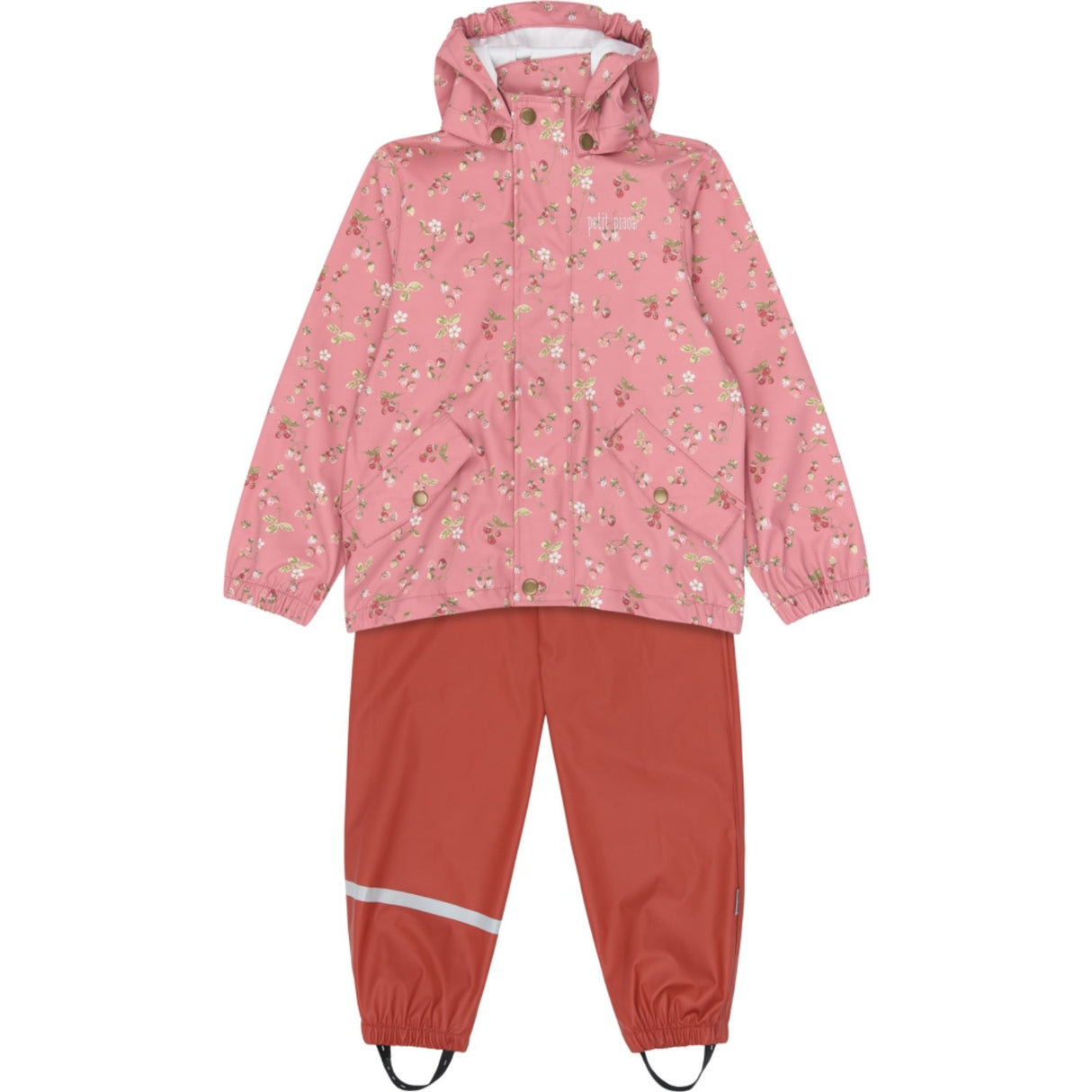 Petit Piao Dusty Rose Strawberry AOP PPDai Regntøy Sett
