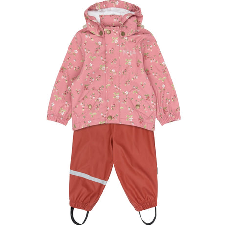 Petit Piao Dusty Rose Strawberry AOP PPDai Regntøy Sett W. Susp.