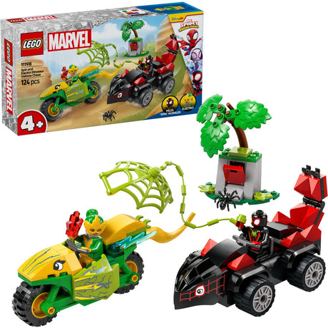 LEGO® Spidey - Spin Og Electros Jagt I Dinosaurkøretøjer 11198