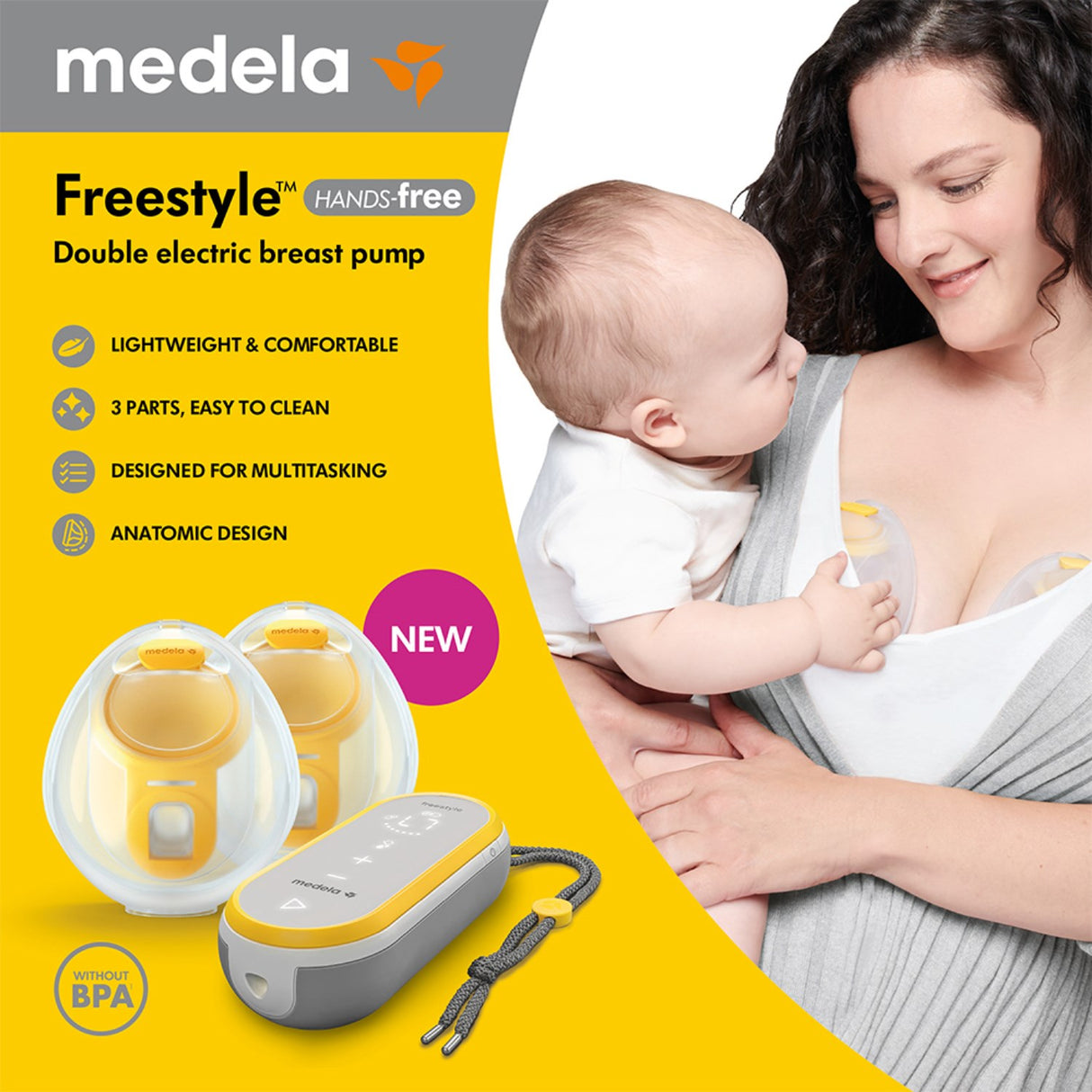 medela Freestyle Hands-Free Dobbel Elektrisk Brystpumpe