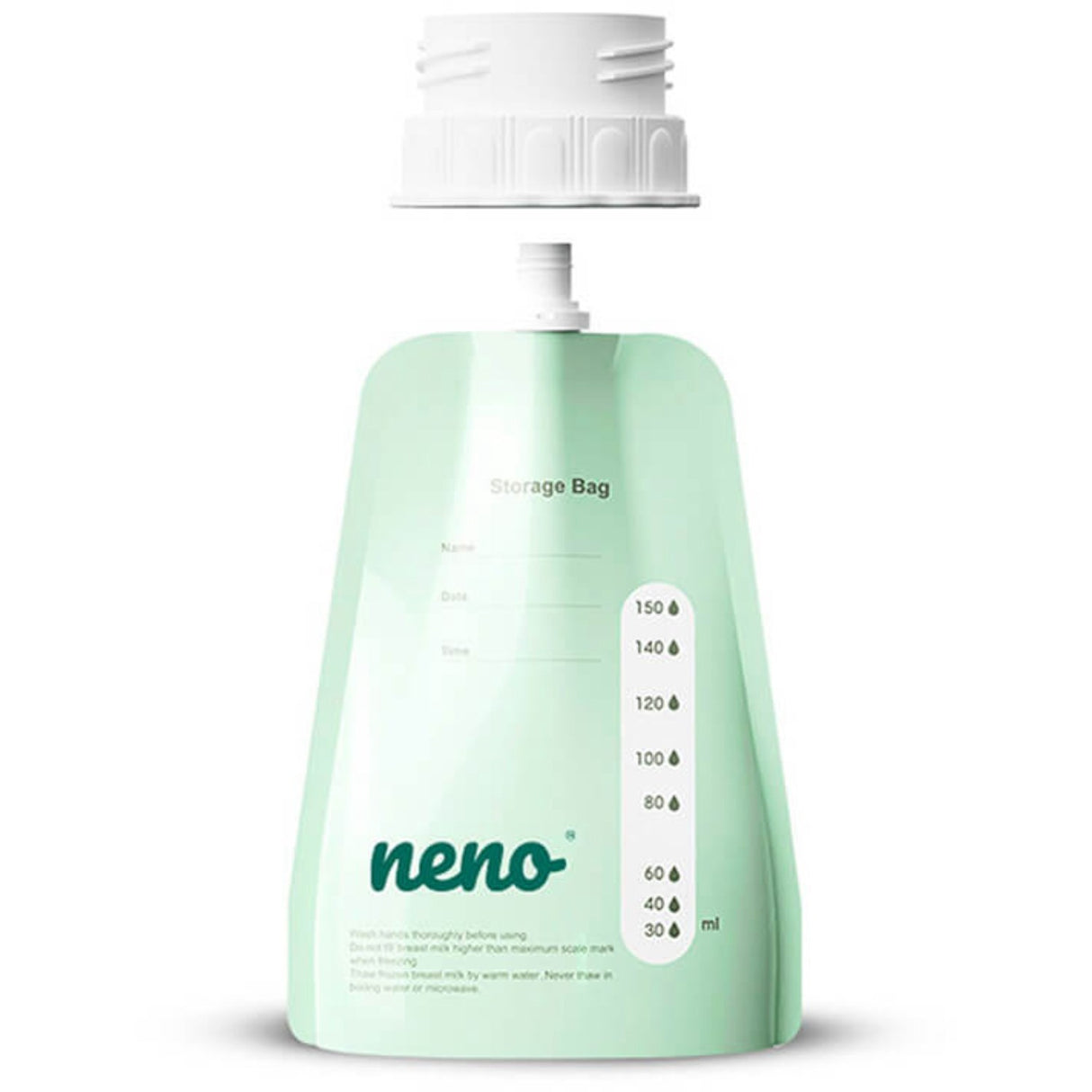 Neno Grøn Oppbevaringsposer Brystmælk 20 Poser + Adapter