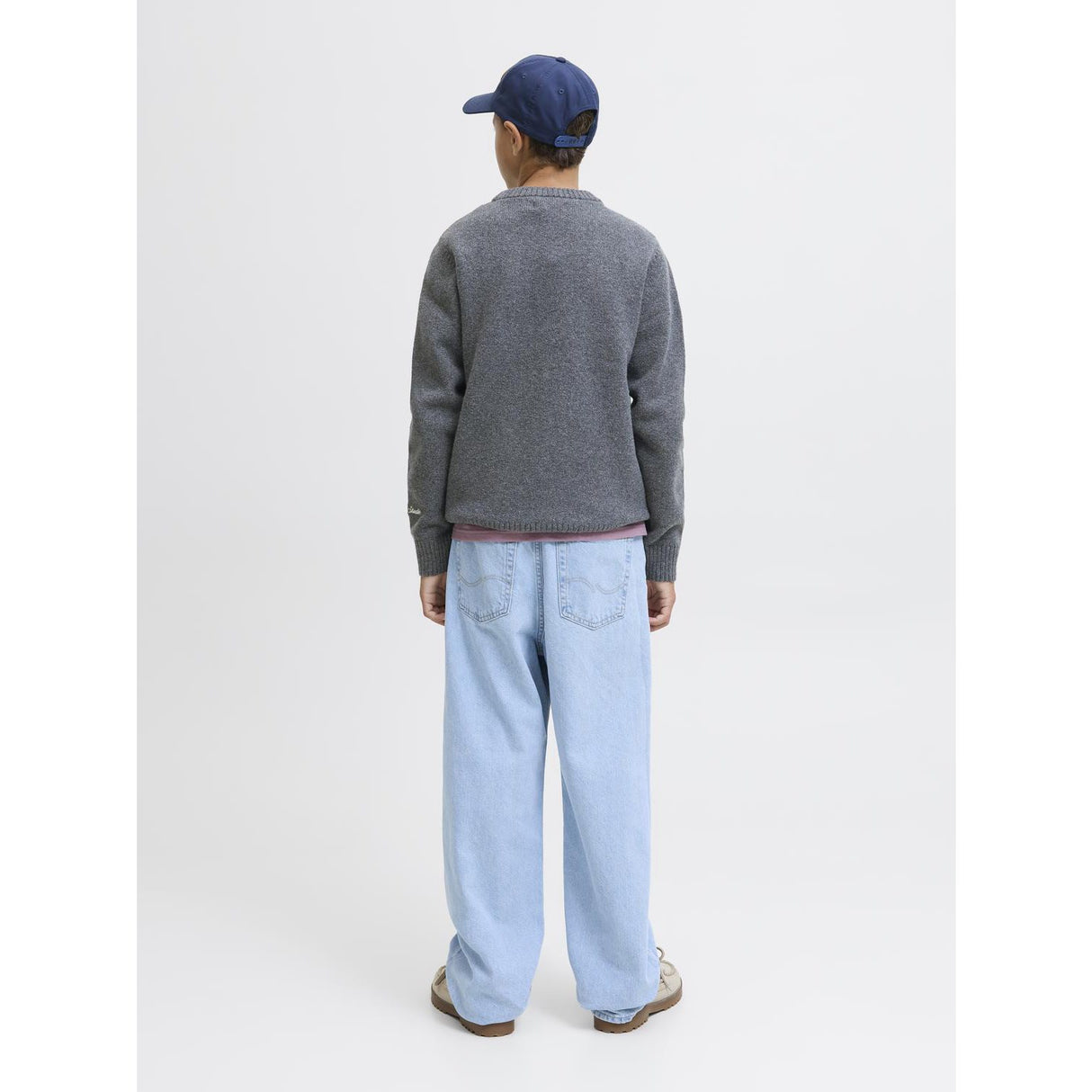 Jack & Jones Junior Dark Grey Melange Jornorrebro Strikk Crew Neck Ln Jnr