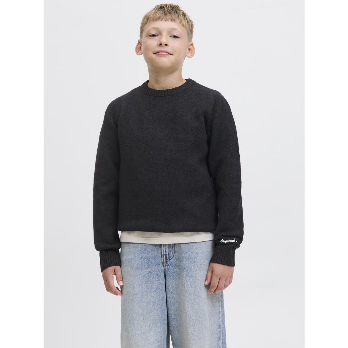 Jack & Jones Junior Black Jornorrebro Strikk Crew Neck Sn Jnr