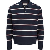 Jack & Jones Junior Sky Captain Sea Salt / Chocolate Truffle Joratocha Strikk Stripe Polo Jnr