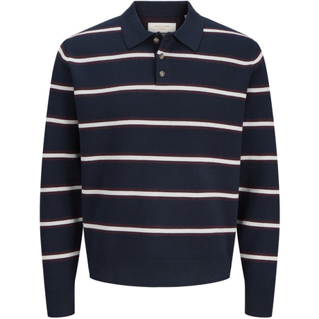 Jack & Jones Junior Sky Captain Sea Salt / Chocolate Truffle Joratocha Strikk Stripe Polo Jnr