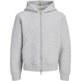 Jack & Jones Junior Light Grey Melange Jcolegacy Sweat Scuba Zip Hette Sn Jnr