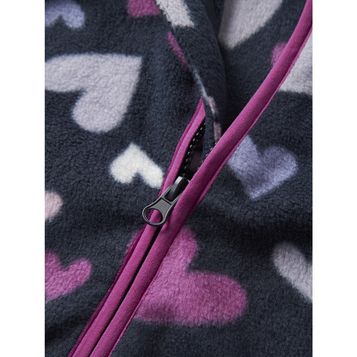 Name It Dark Sapphire Hearts Nmfmeeko Fleece Jakke Aop2 Noos