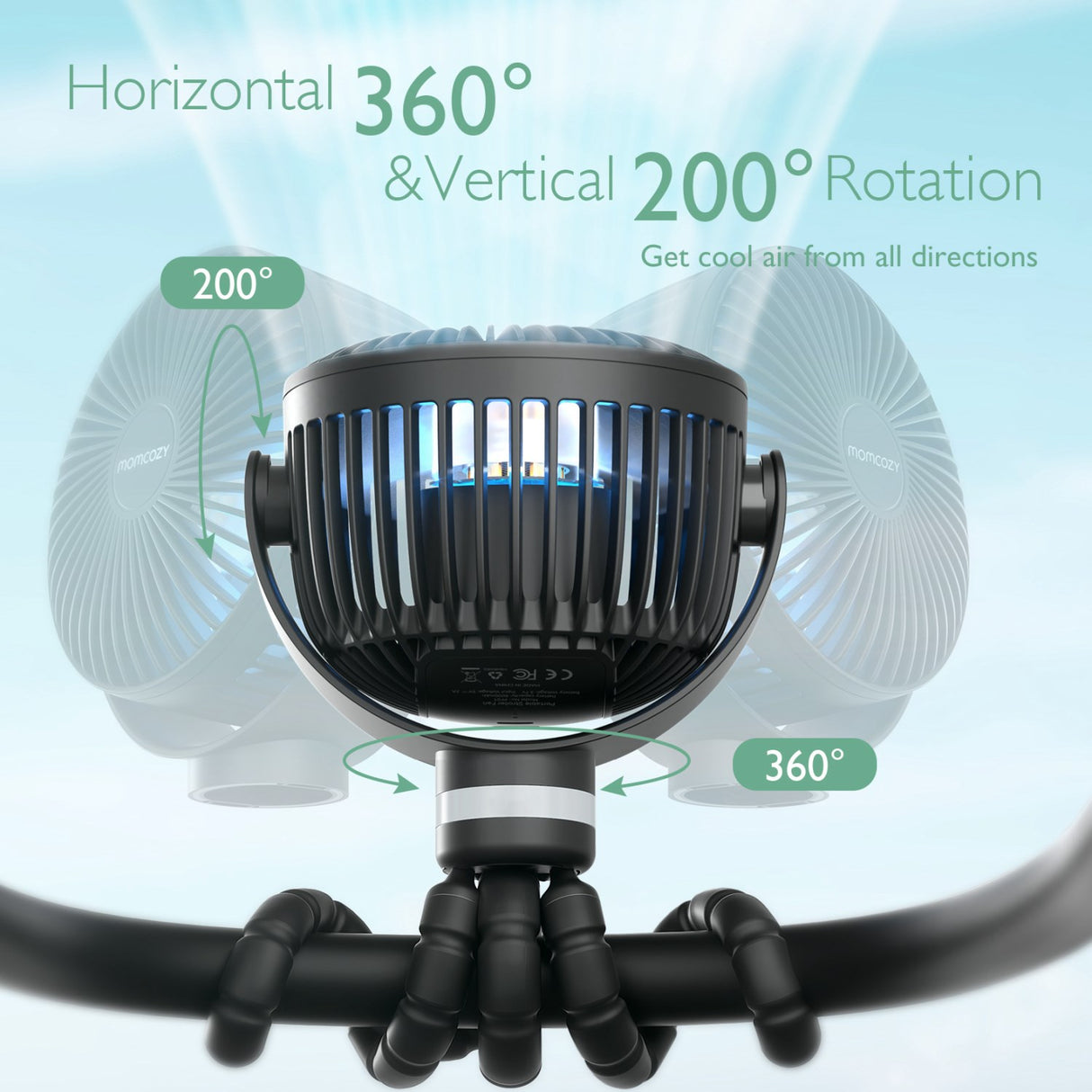 Momcozy Black Portable Stroller Fan