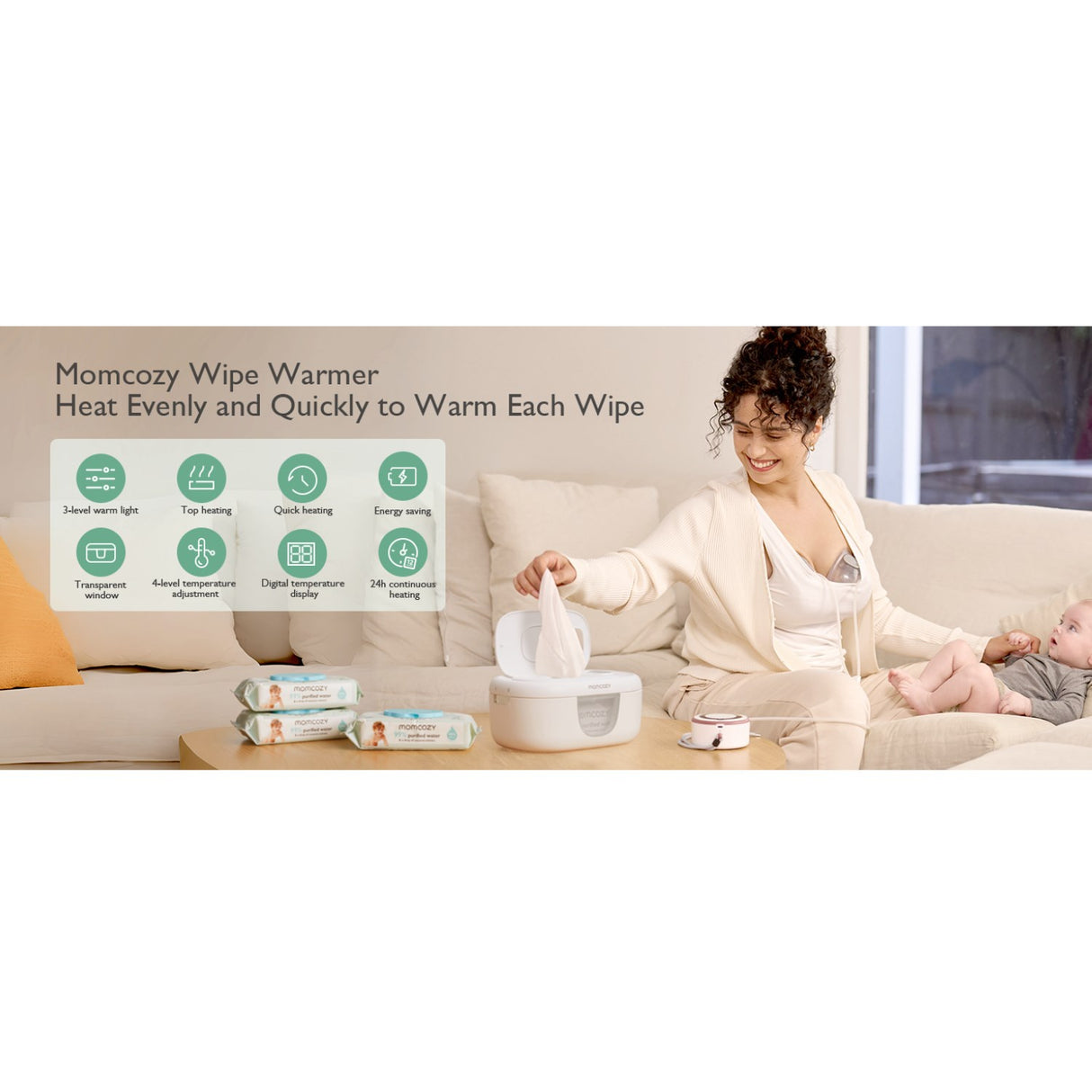 Momcozy Large Capacity Baby Wipe Warmer- EU Version