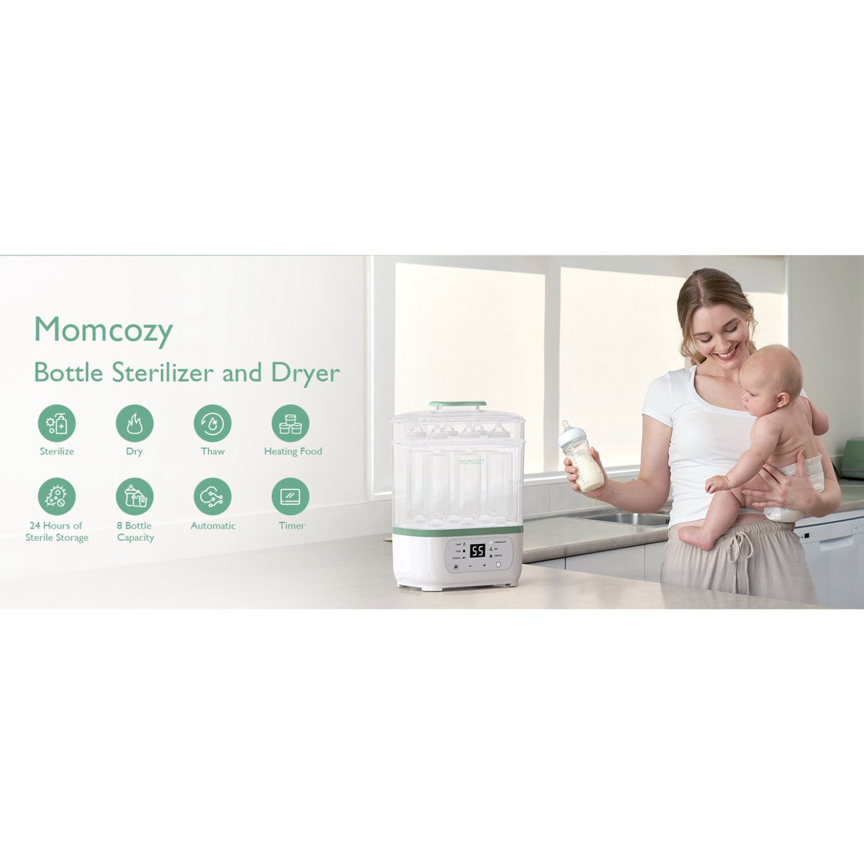 Momcozy 8-in-1 Electric Steam Baby Flaske Sterilizer