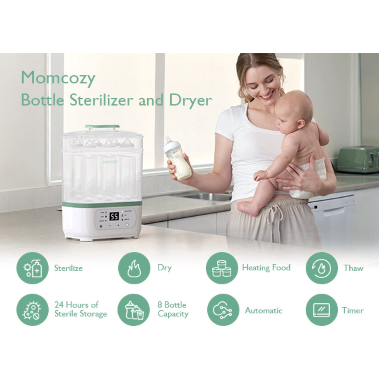 Momcozy 8-in-1 Electric Steam Baby Flaske Sterilizer