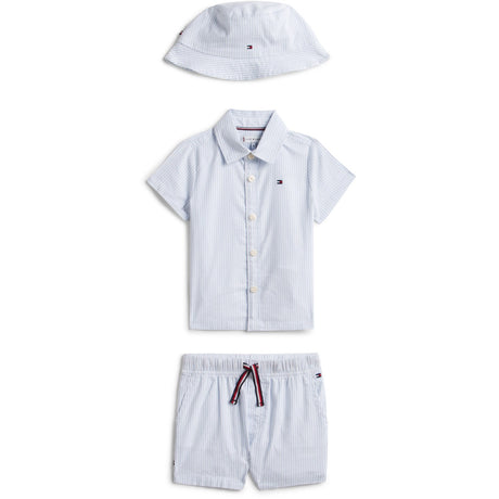 Tommy Hilfiger Blue Stripe Ithaca Kort Skjorte Lue Giftbox