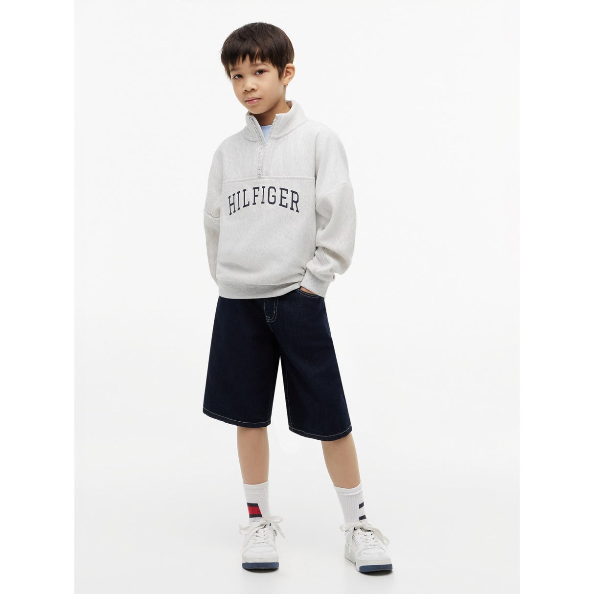 Tommy Hilfiger Light Grey Heather Hilfiger Varsity Zip Collegegenser