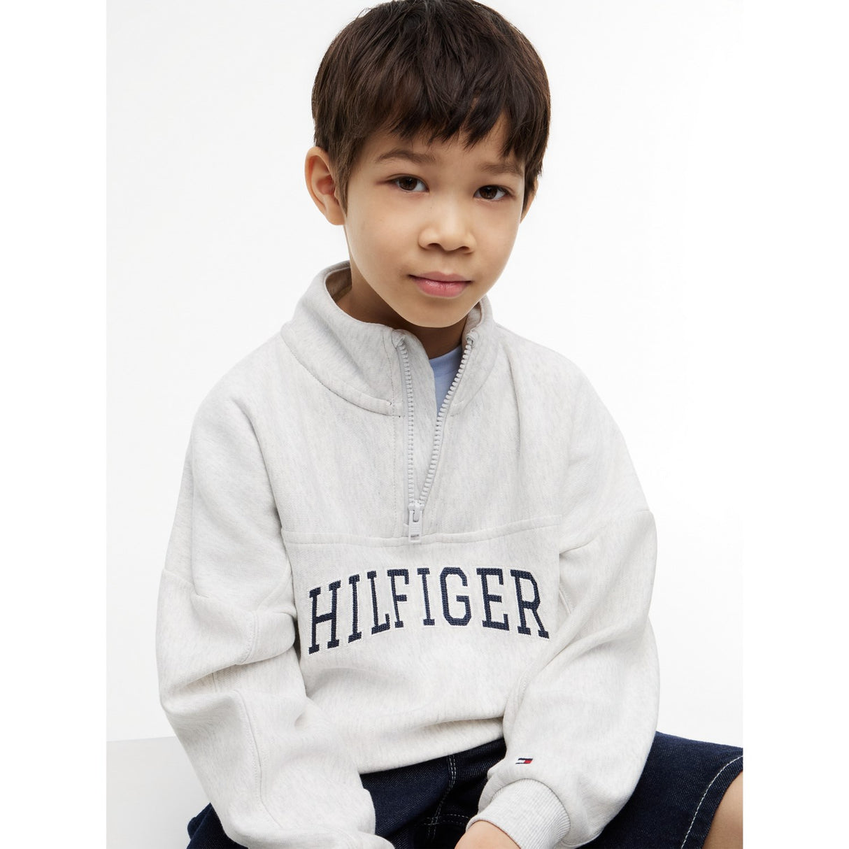 Tommy Hilfiger Light Grey Heather Hilfiger Varsity Zip Collegegenser