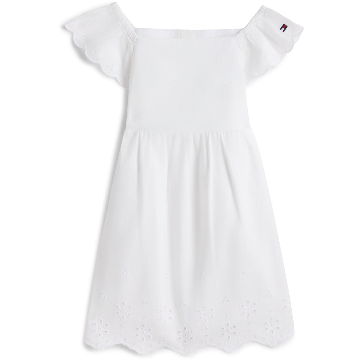 Tommy Hilfiger White Broiderie Anglaise Kjole S/S