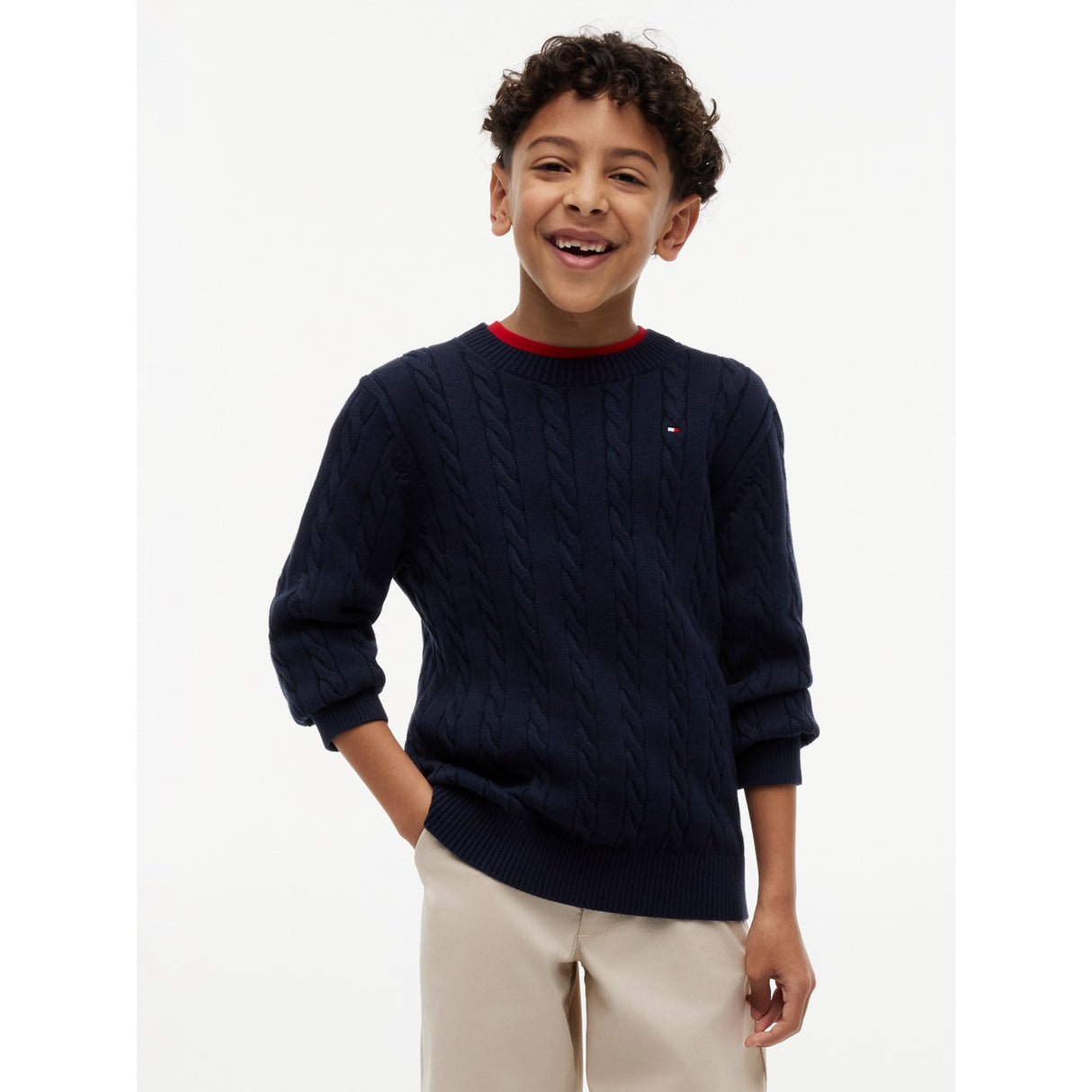 Tommy Hilfiger Dark Night Navy Bomull Cable Sweater